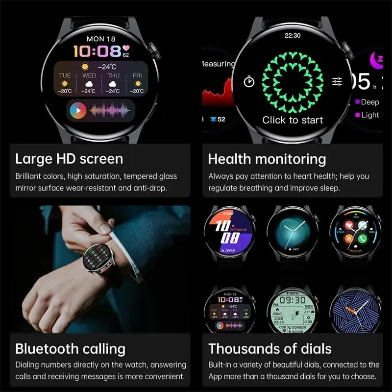 2025 New Sports Smart Watch Men Bluetooth Call Full Touch Screen Waterproof Heart Rate AI Vioce Music Smartwatch For Android IOS