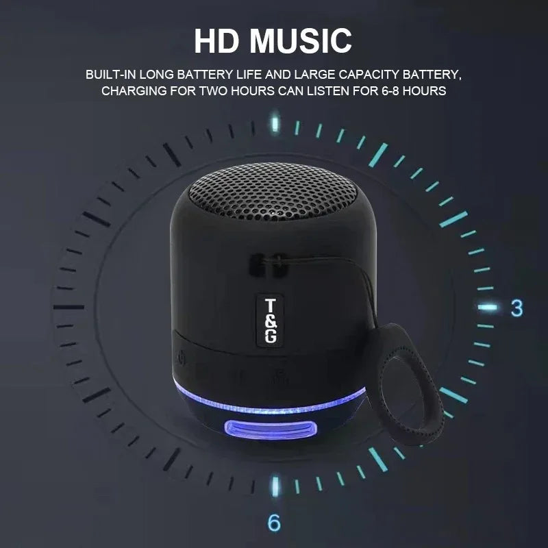 Mini Bluetooth Speaker LED Light Wireless Bass Box Player Stereo Subwoofer Portable Outdoor Speaker With TF Card FM Radio TG294