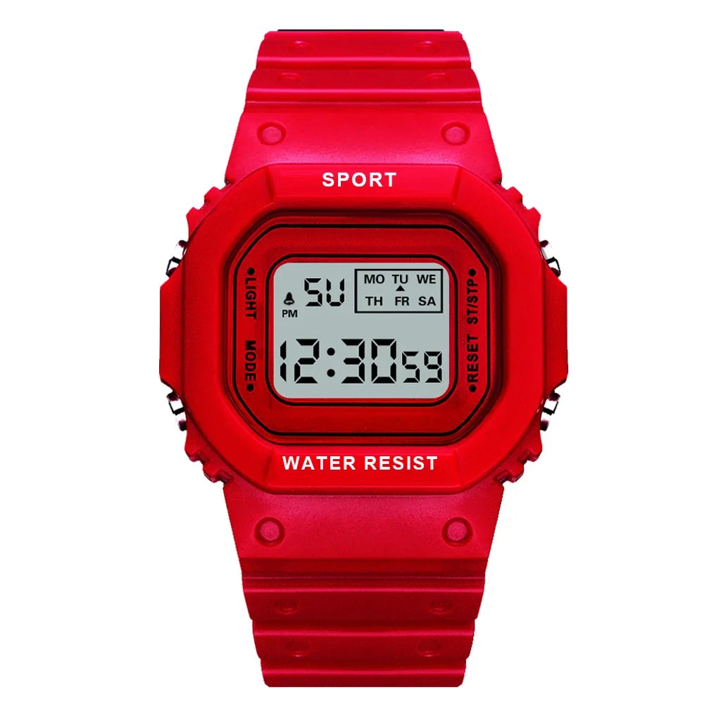 Sports Watch Boys Girls Student LED Electronic Watch Colorful Men Women Square Digital Watches Waterproof Rubber Clock