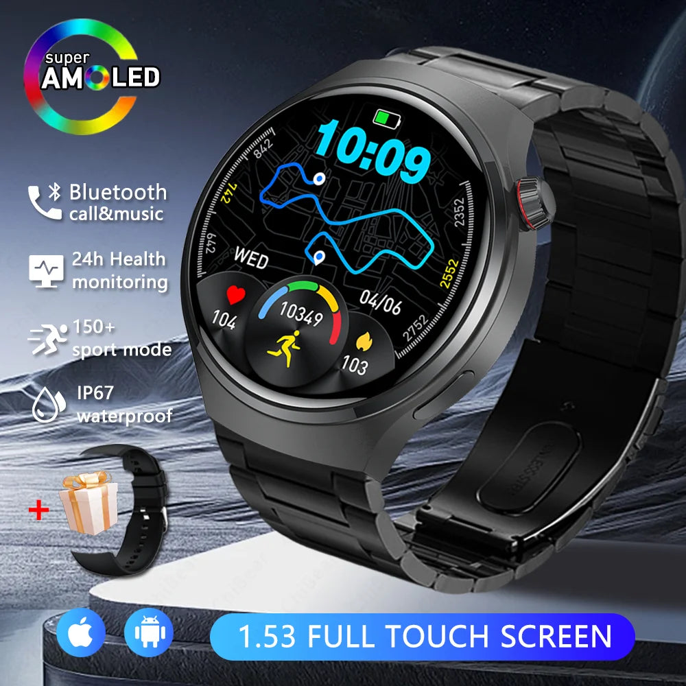 2025 New Upgrad Watch 4 Pro GPS Tacking Smart Watch Men Bluetooth Call 1.53 INCH Sports Bracelet IP68 Waterproof Smartwatches