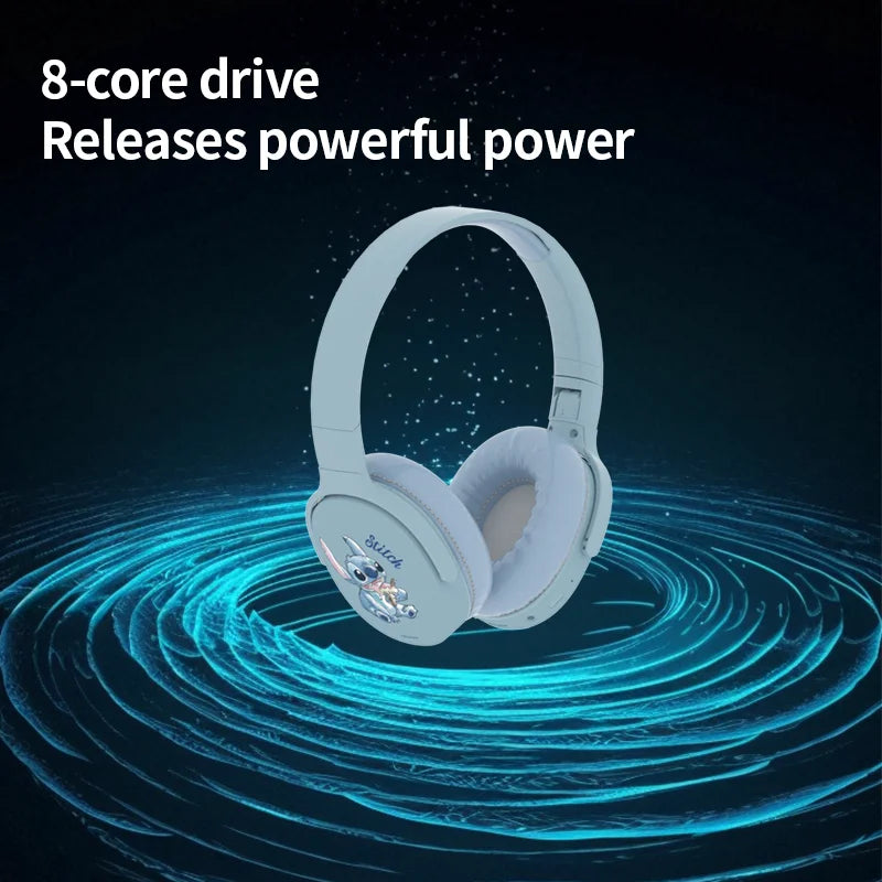 P2961 Disney Stitch Wireless Bluetooth Headphones HiFi Stereo Over Ear Headset Gamer Music Sports Earphones TF/AUX with HD Mic