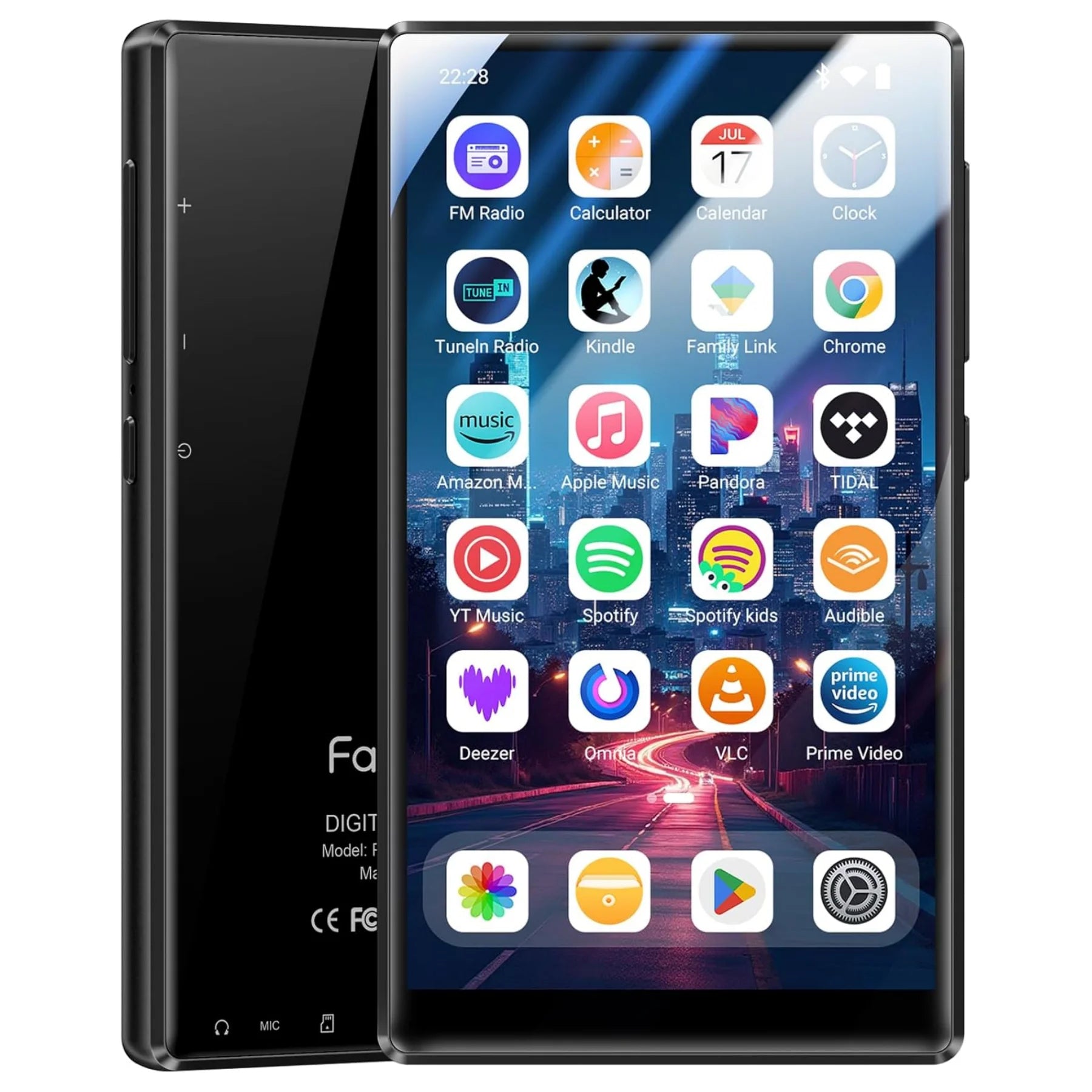 Fanvace Built-in 128GB storage, MP3/MP4 player with Bluetooth and Wi-Fi，running Android 13 operating system,  5-inch touchscreen