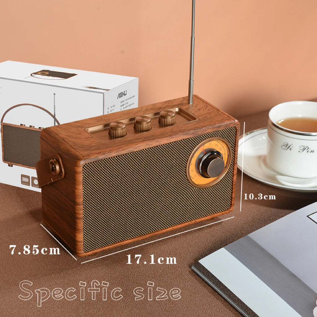 Retro Portable Wireless Bluetooth Speaker High-Quality Powerful Stereo Sound Box Vintage FM Rechargeable MP3 Player