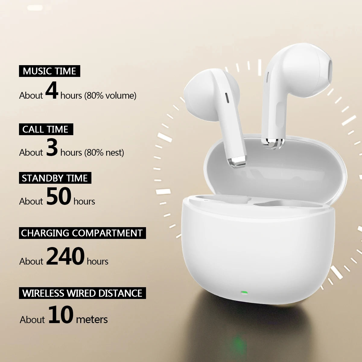 TWS 5.3 True Wireless Stereo Earphones HD Music Sound Earbuds Built in Microphone 24-hour Battery Life Lightweight Designed
