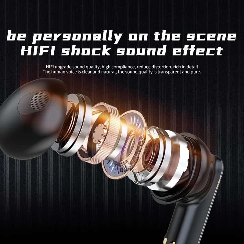 Wireless Bluetooth Digital Display Headset Bluetooth 5.3 Headset Sports HIFI Dual Noise Reduction Low Latency Earphone