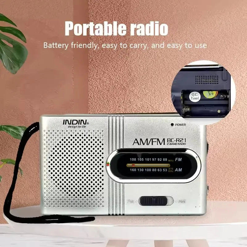 BC-R21 Mini Radio AM FM Battery Operated Portable Radio Best Reception Longest Lasting For Running Walking Home Soundbox
