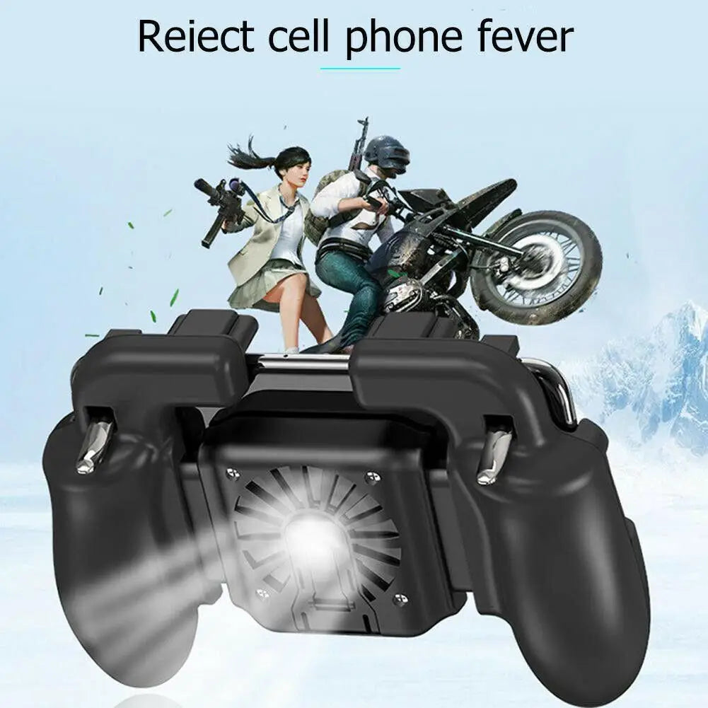 H5 Hand Grip Mobile Phone Gamepad Mobile Phone Joystick Hand Grip Fire Aim Key With Cooling Fan for Mobile Phone PUBG