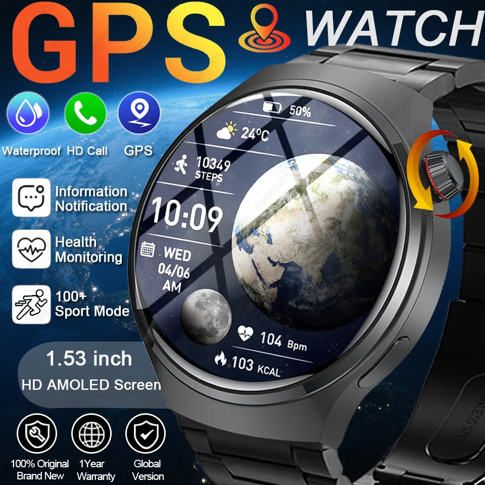 2025 New Upgrad Watch 4 Pro GPS Tacking Smart Watch Men Bluetooth Call 1.53 INCH Sports Bracelet IP68 Waterproof Smartwatches