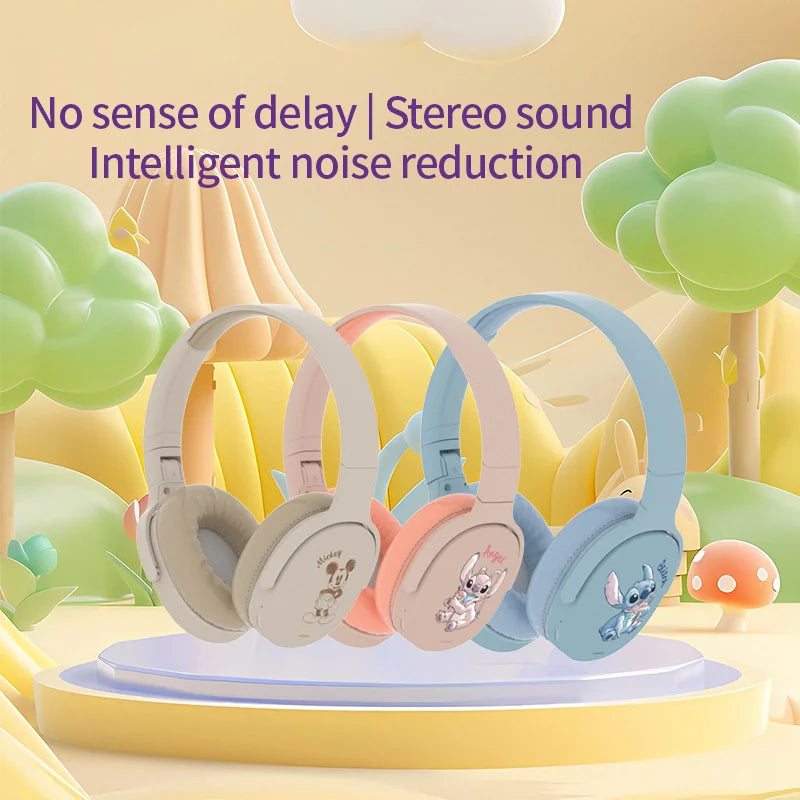 P2961 Disney Stitch Wireless Bluetooth Headphones HiFi Stereo Over Ear Headset Gamer Music Sports Earphones TF/AUX with HD Mic