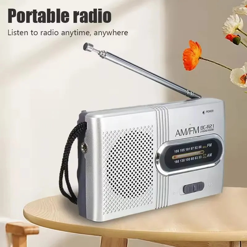 BC-R21 Mini Radio AM FM Battery Operated Portable Radio Best Reception Longest Lasting For Running Walking Home Soundbox