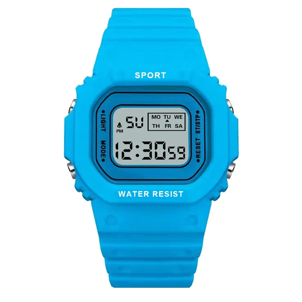 Sports Watch Boys Girls Student LED Electronic Watch Colorful Men Women Square Digital Watches Waterproof Rubber Clock