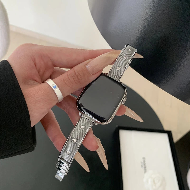 Luxury Diamond Band For Apple Watch Series SE 10 9 8 7 6 5 4 Metal Bracelet For iWatch Strap 38mm 40 41 42 44 45 46 Ultra 49mm