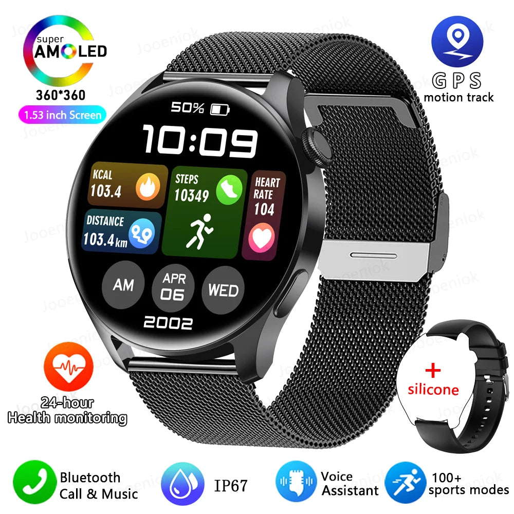 2025 New Sports Smart Watch Men Bluetooth Call Full Touch Screen Waterproof Heart Rate AI Vioce Music Smartwatch For Android IOS