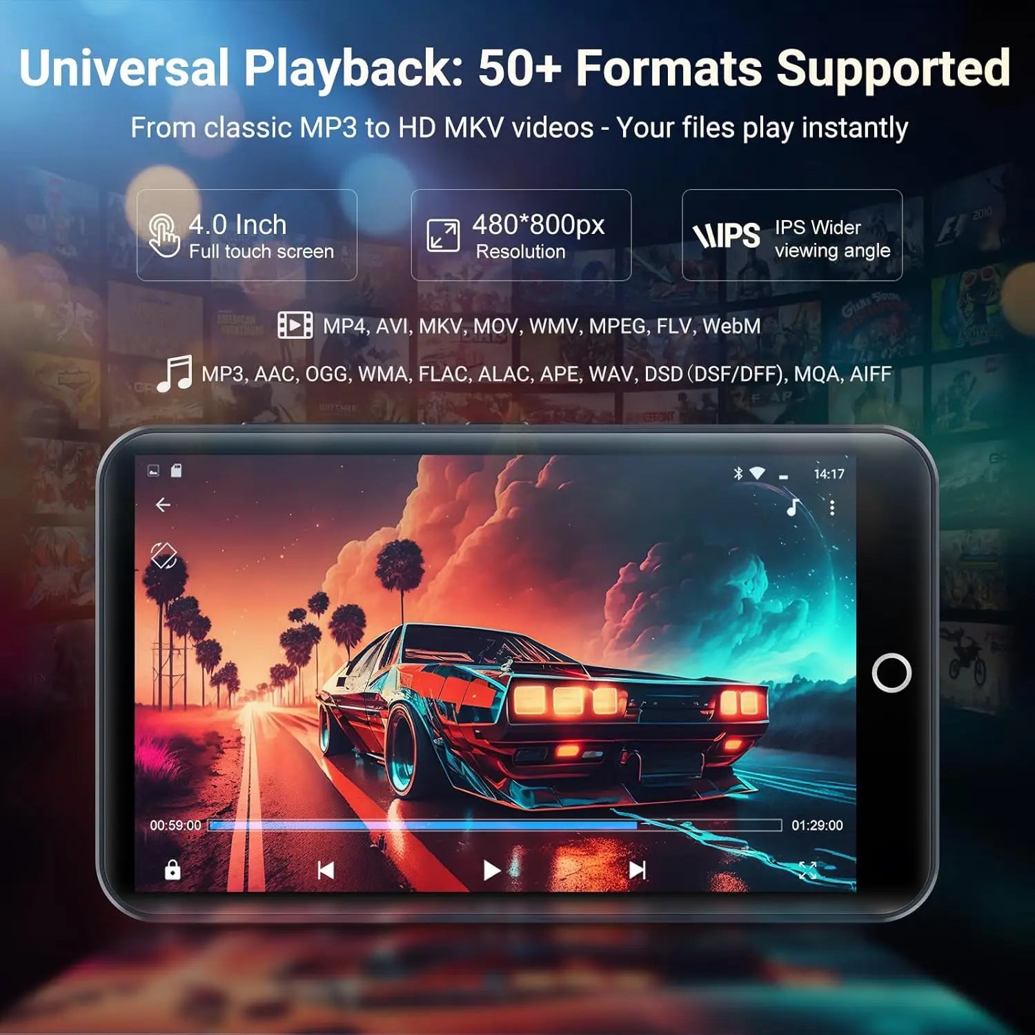 160GB（128+32GB) MP3 Player with Bluetooth and WiFi, MECHEN Android 13 OS MP3 & MP4 Players with 4" Touchscreen and Speaker