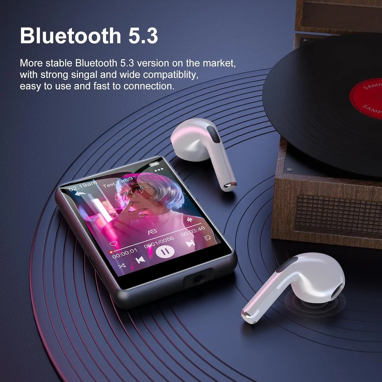MECHEN 64GB MP3 Player Bluetooth 5.3 with 2.4" Full Touch ScreenSupport up to 128GB. (Black)