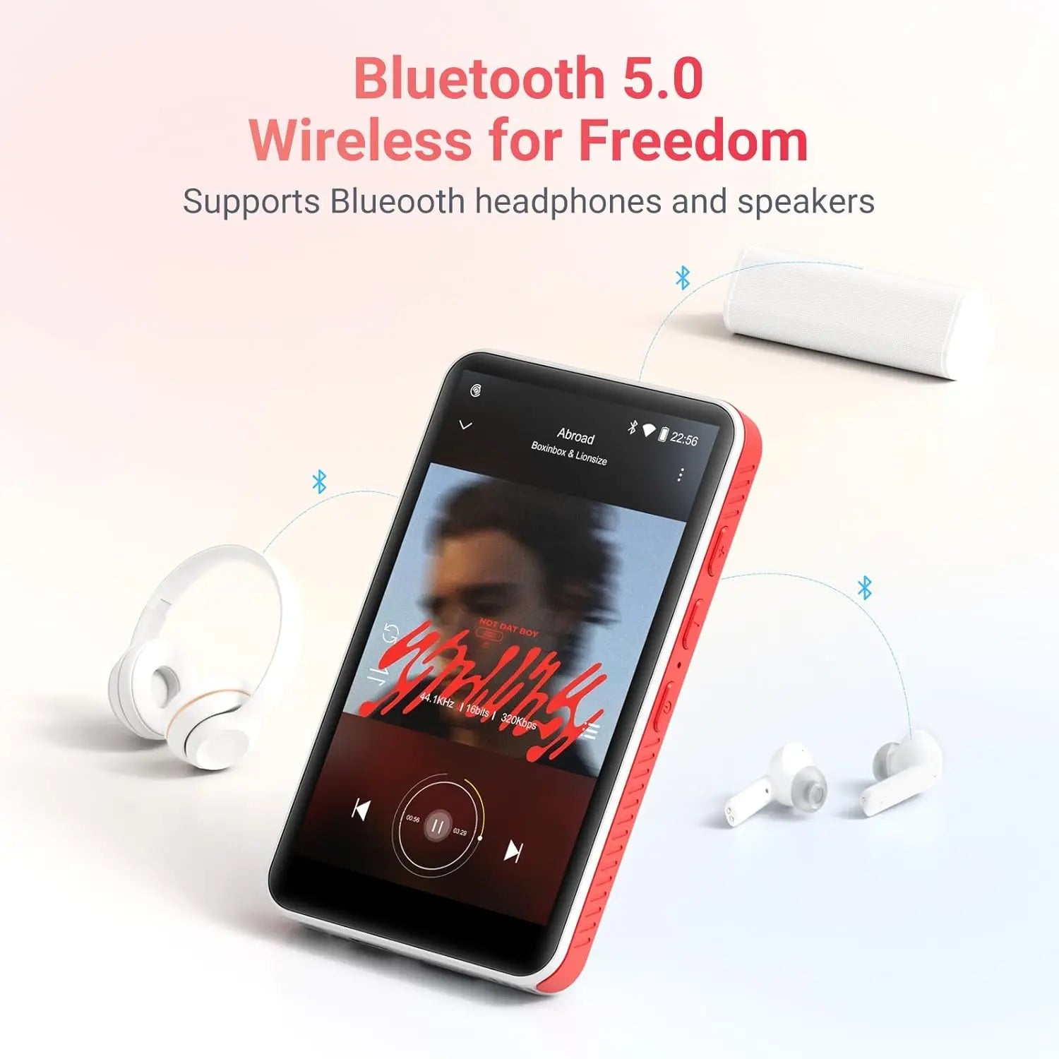 192GB (128GB + 64GB) MP3 Player with Bluetooth and WiFi, Android 13.0, 4.0" HD  Touch Screen and Speaker, Up to 1TB