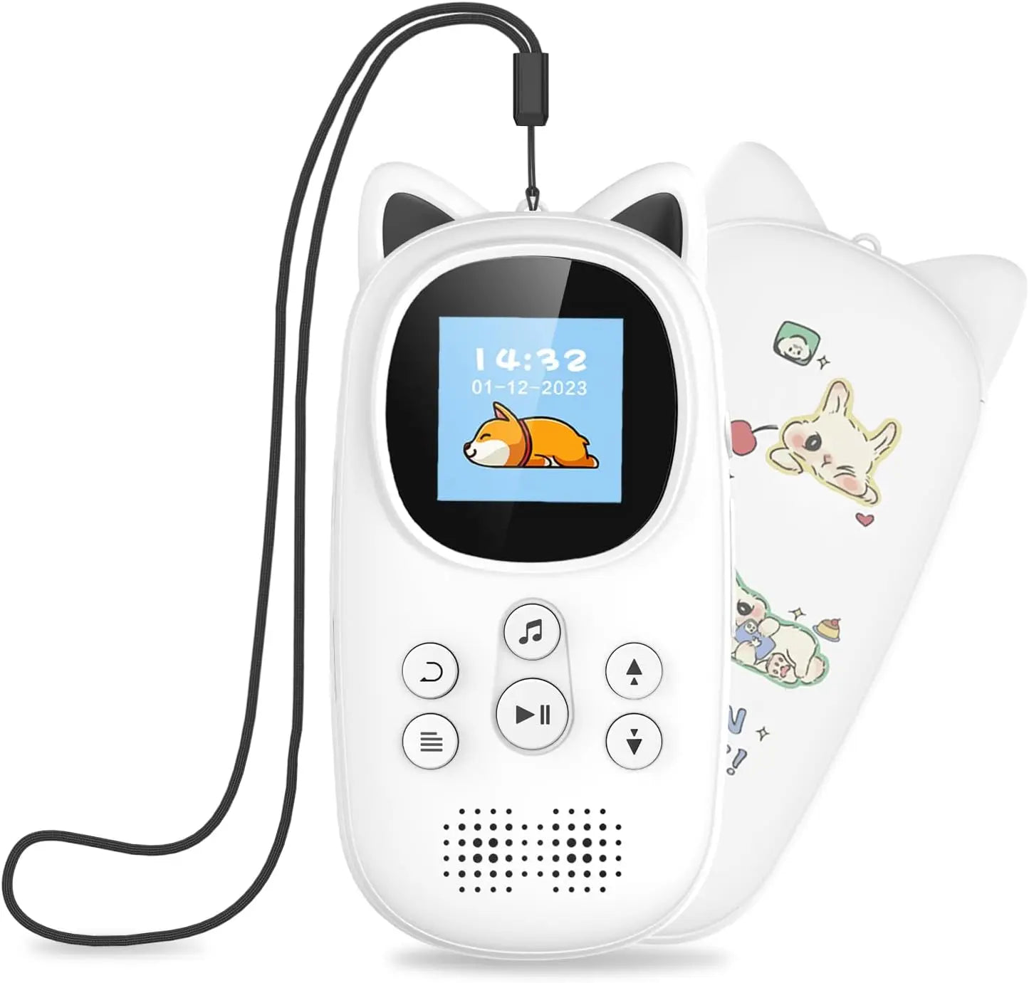 32GB MP3 Player for Kids, With Bluetooth 5.0 ,  FM Speaker, Voice Recorder,  Up to 128GB, Lanyard Headphone Included