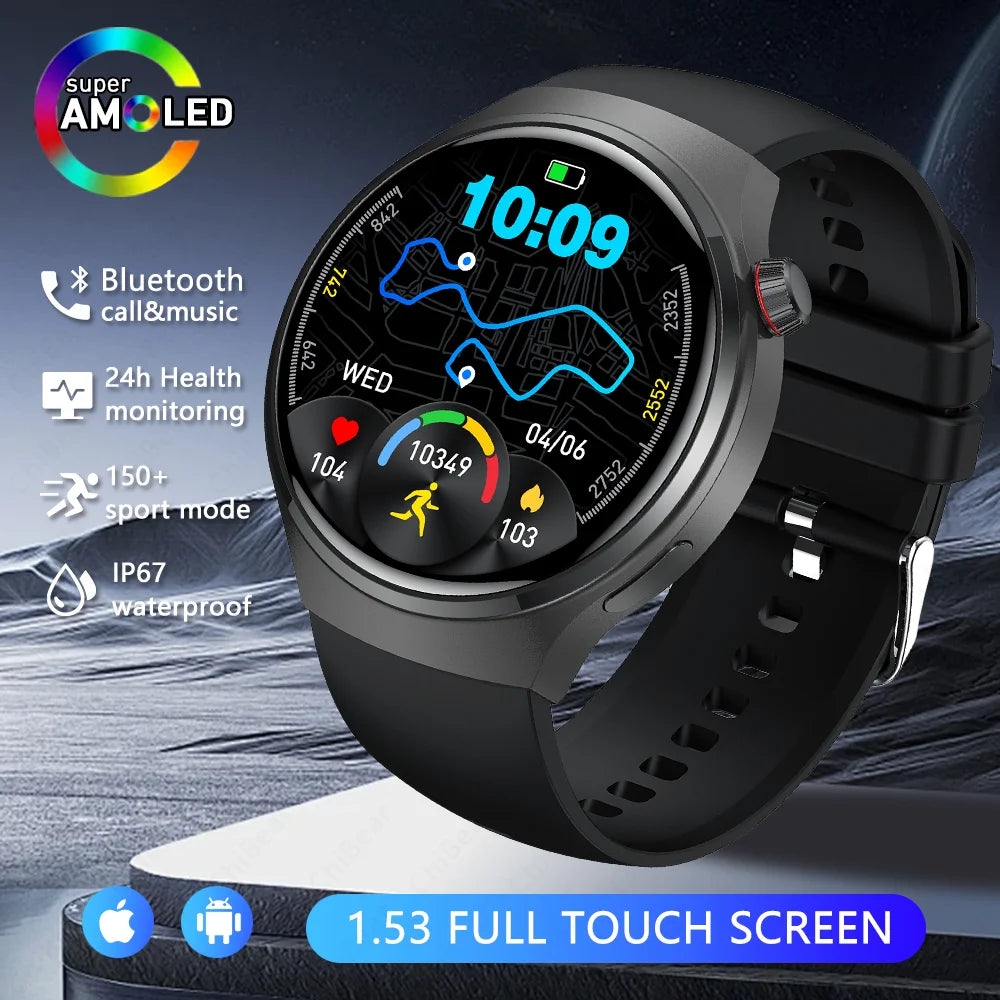 2025 New Upgrad Watch 4 Pro GPS Tacking Smart Watch Men Bluetooth Call 1.53 INCH Sports Bracelet IP68 Waterproof Smartwatches