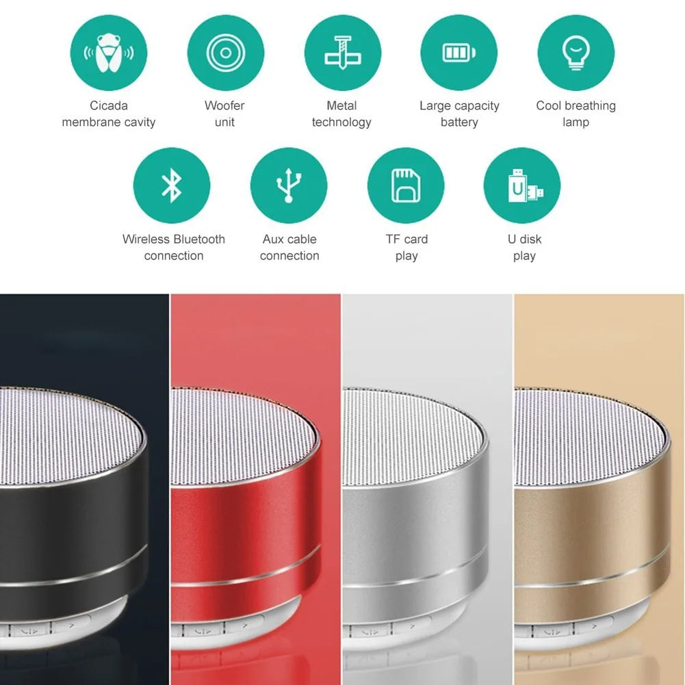 Portable Wireless Bluetooth Speaker Music Stereo Surround Mini Outdoor Subwoofer Speaker Colorful Led Light Small Audio Player