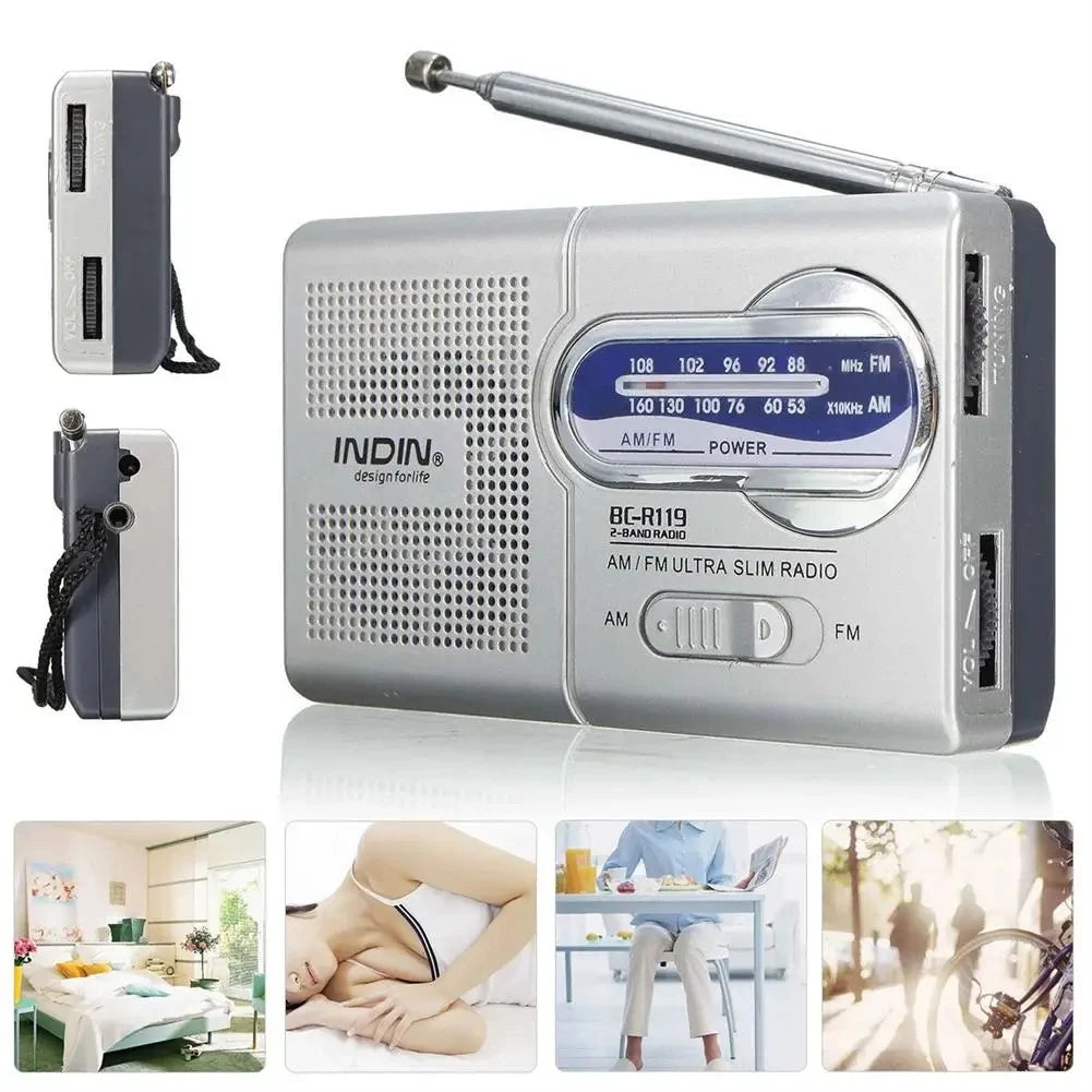 BC-R119 AM FM Radio Emergency AM FM 2 AA Battery Operated Portable Radio Stereo Sound Best Reception For Elder Home