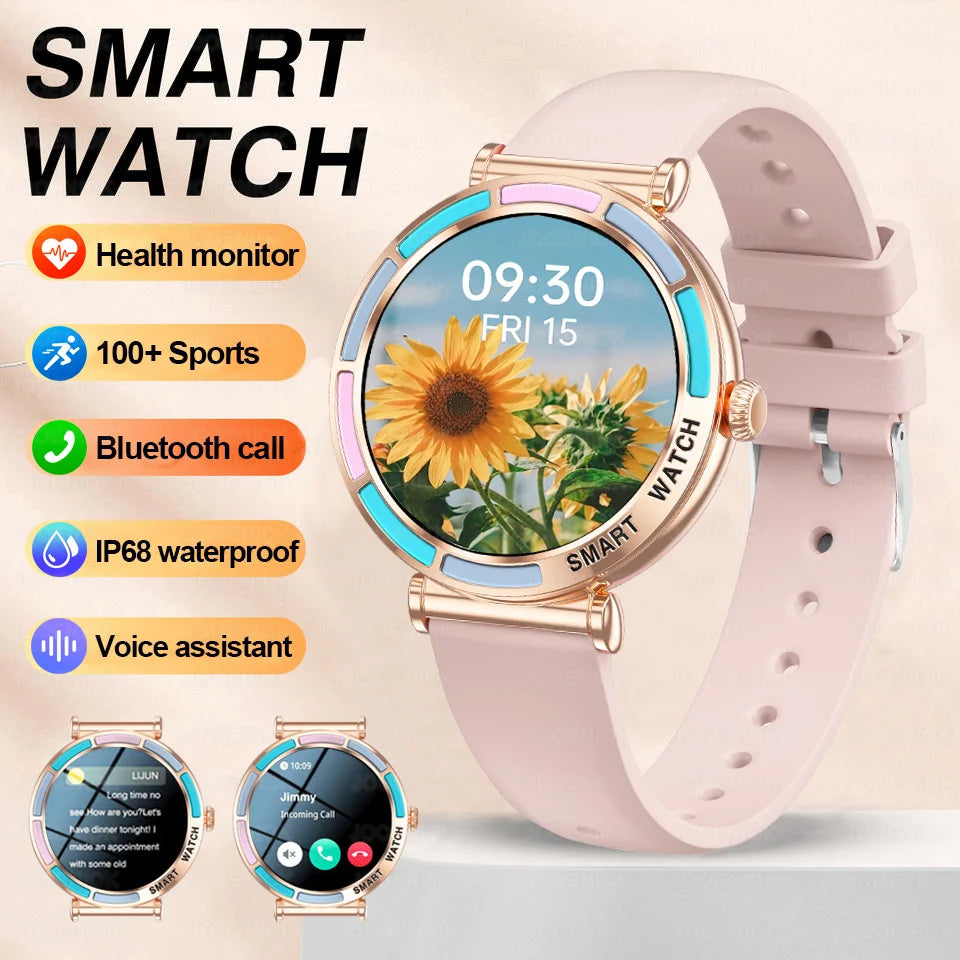 New Lady Fashion Smart Watch Women 1.27inch AMOLED Screen Heart Rate Bluetooth Call Waterproof Sports Smartwatch For Android iOS