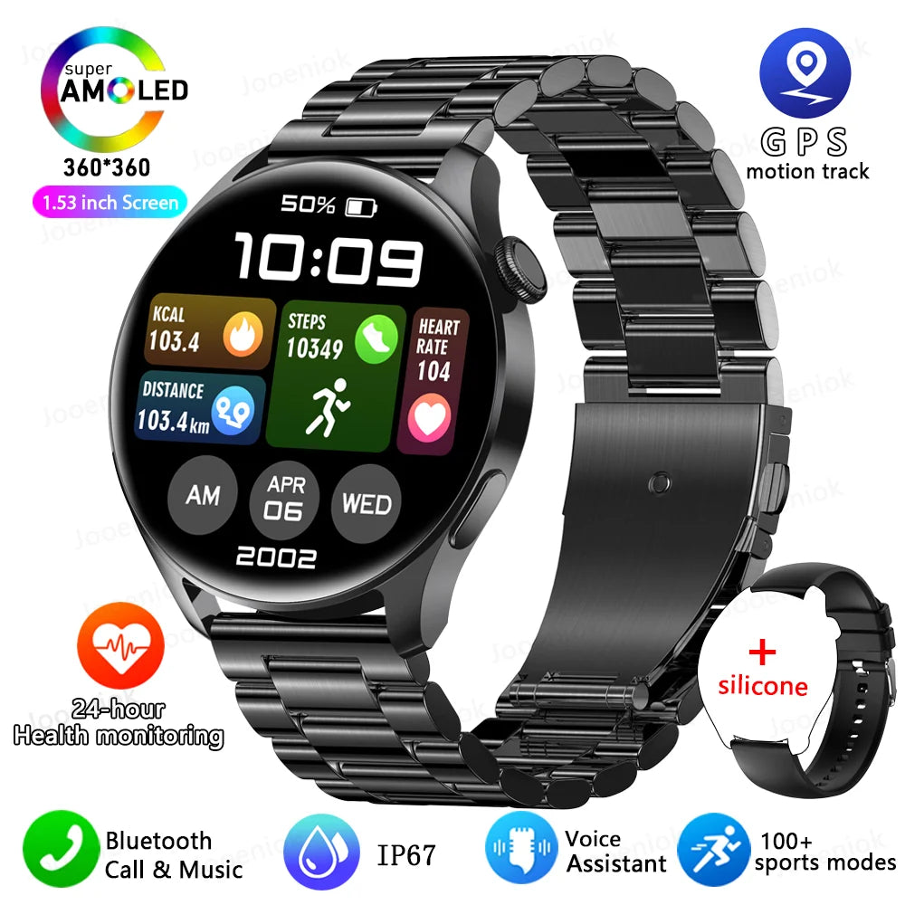 2025 New Sports Smart Watch Men Bluetooth Call Full Touch Screen Waterproof Heart Rate AI Vioce Music Smartwatch For Android IOS