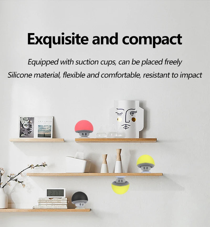 Halloween Bluetooth Speaker Portable Outdoor Stereo Subwoofer Mini Small Mushroom Wireless Speaker Sucker Phone Bracke