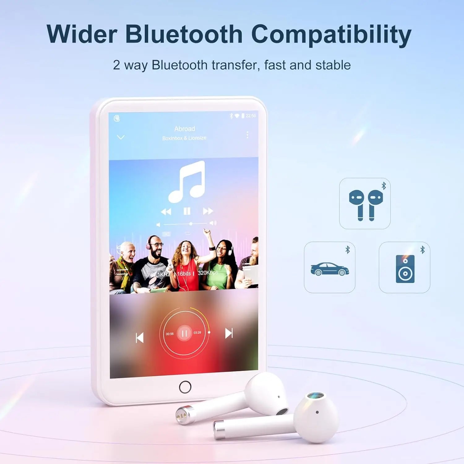 MECHEN Android 9.0 with Bluetooth and WiFi MP3 MP4 Player，with Spotify，Audible，Pandora， Up to 512 GB (White)