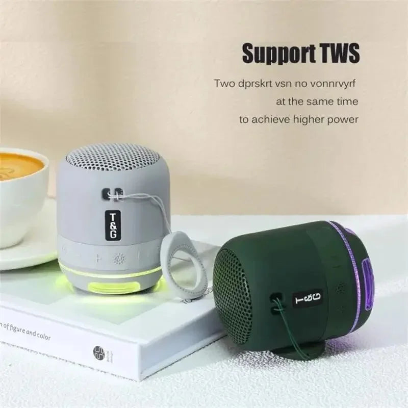 Mini Bluetooth Speaker LED Light Wireless Bass Box Player Stereo Subwoofer Portable Outdoor Speaker With TF Card FM Radio TG294