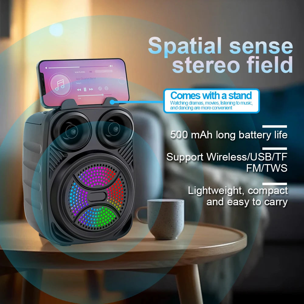 3 Inch Car Wireless Bluetooth 5.0 Speaker Dual Speakers Large Volume Portable Outdoor High-quality Home Audio Square Dance