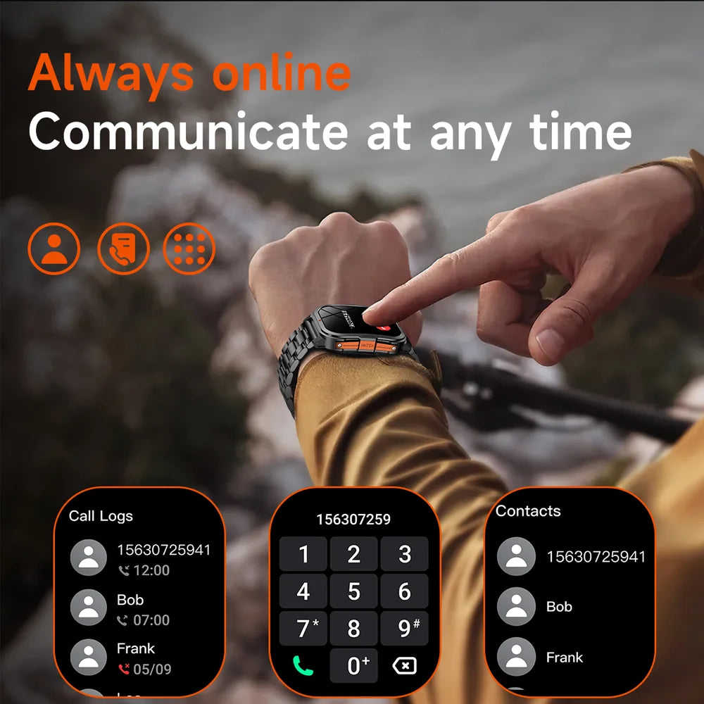 Outdoor Smart Watch Men 2.01"HD 240*296 Screen 3ATM Waterproof Flashlight 400mAh Battery Outdoor Sport BT Call Smartwatch New