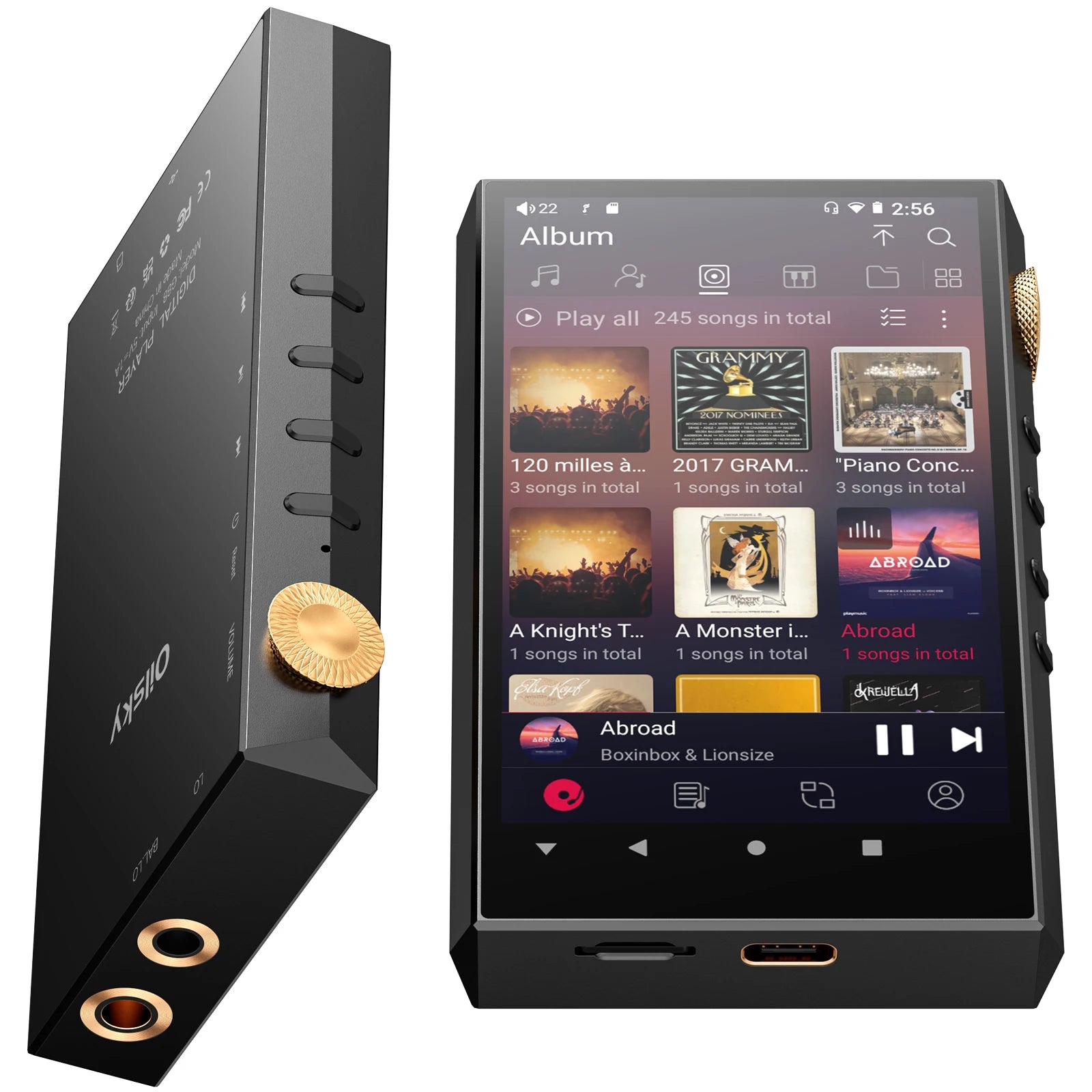 Oilsky 160GB HiFi Hi-Res Audio Player,  Bluetooth and WiFi, 4.4mm Balanced, Dual ESS DAC, 4.02" Digital DSD512 Lossless Spotify