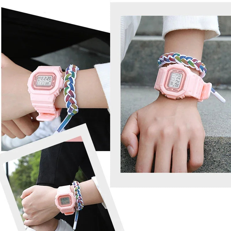 Sports Watch Boys Girls Student LED Electronic Watch Colorful Men Women Square Digital Watches Waterproof Rubber Clock