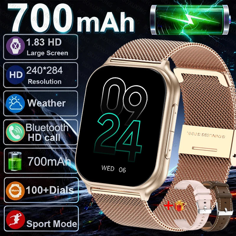 New Fashion Women 700mAh Lady fashion Smart Watch Men Heart Rate Blood oxygen Fitness Tracker Bluetooth Call Smartwatch Man