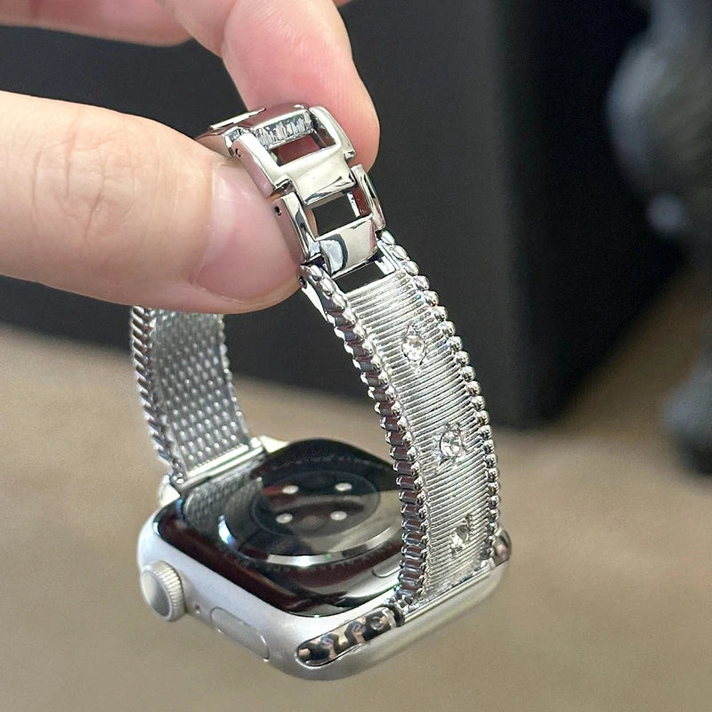 Luxury Diamond Band For Apple Watch Series SE 10 9 8 7 6 5 4 Metal Bracelet For iWatch Strap 38mm 40 41 42 44 45 46 Ultra 49mm