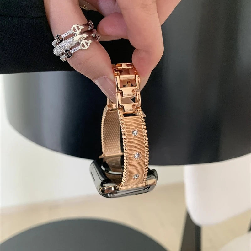 Luxury Diamond Band For Apple Watch Series SE 10 9 8 7 6 5 4 Metal Bracelet For iWatch Strap 38mm 40 41 42 44 45 46 Ultra 49mm