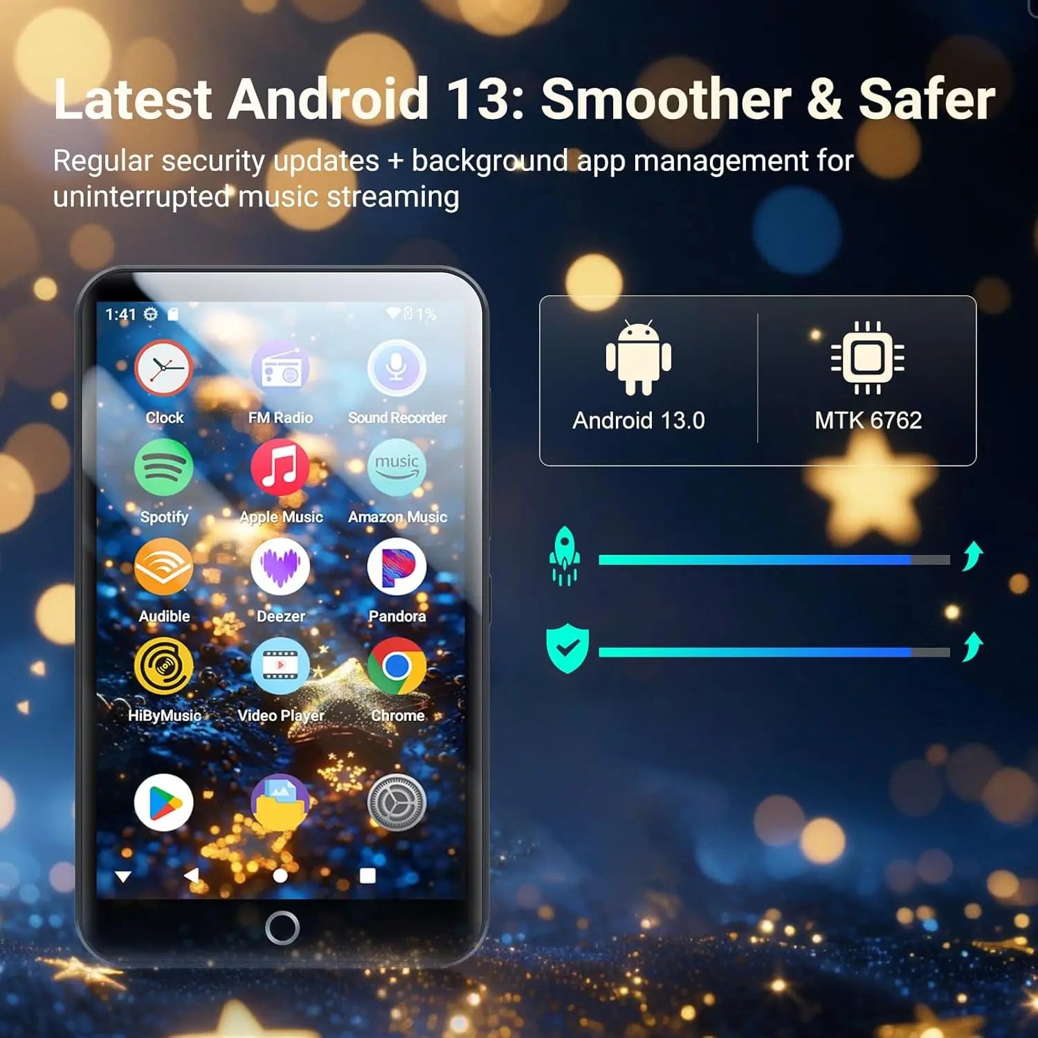 160GB（128+32GB) MP3 Player with Bluetooth and WiFi, MECHEN Android 13 OS MP3 & MP4 Players with 4" Touchscreen and Speaker