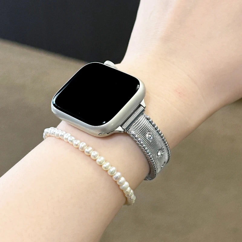 Luxury Diamond Band For Apple Watch Series SE 10 9 8 7 6 5 4 Metal Bracelet For iWatch Strap 38mm 40 41 42 44 45 46 Ultra 49mm