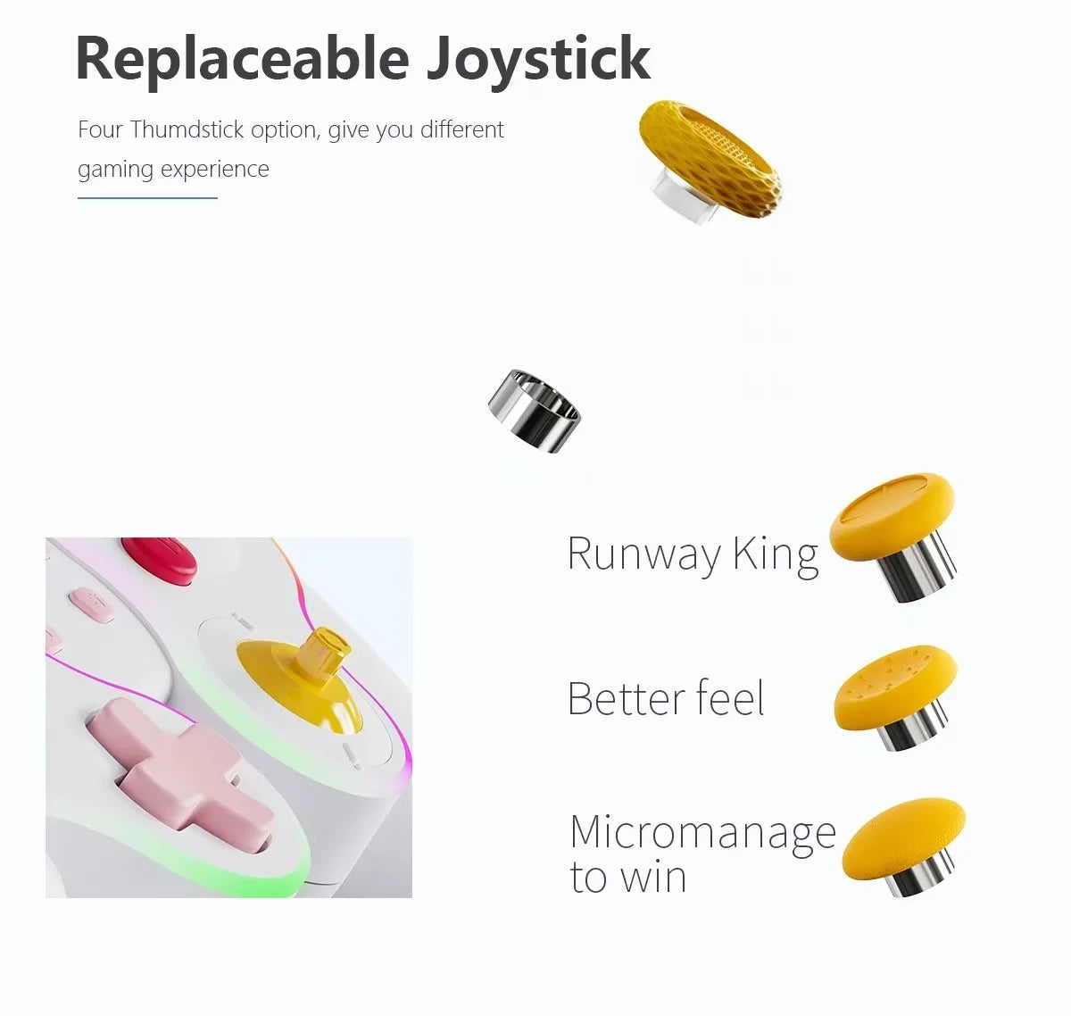 LinYuvo Gamepad for Nintendo Switch/Tablet/Android/PC with Wireless Charging Base Stand, Mechanical Button Game Controller