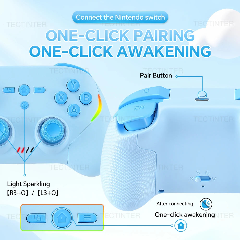 RGB Wireless Controller For Nintendo Switch 1/2 Console Hall Effect Joystick Gamepads for PS4/Android/IOS/PC Controls Accessorie