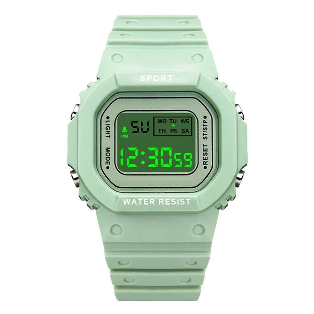 Sports Watch Boys Girls Student LED Electronic Watch Colorful Men Women Square Digital Watches Waterproof Rubber Clock