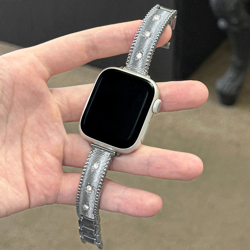 Luxury Diamond Band For Apple Watch Series SE 10 9 8 7 6 5 4 Metal Bracelet For iWatch Strap 38mm 40 41 42 44 45 46 Ultra 49mm