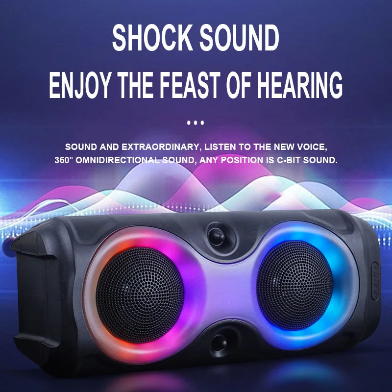 4inch Wireless Portable RGB Lighting Home KTV Karaoke FM Bluetooth Dual Speaker Subwoofer Heavy Bass Sound System Outdoor Party