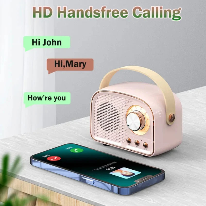 Retro Bluetooth-compatible Speaker Cute Mini Speaker with FM Radio Wireless Speaker with TWS Music Player Hifi Stereo TF USB