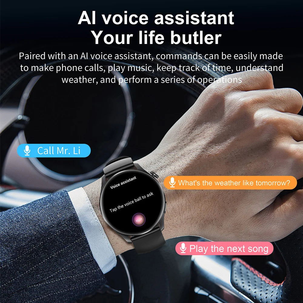 2025 New Sports Smart Watch Men Bluetooth Call Full Touch Screen Waterproof Heart Rate AI Vioce Music Smartwatch For Android IOS