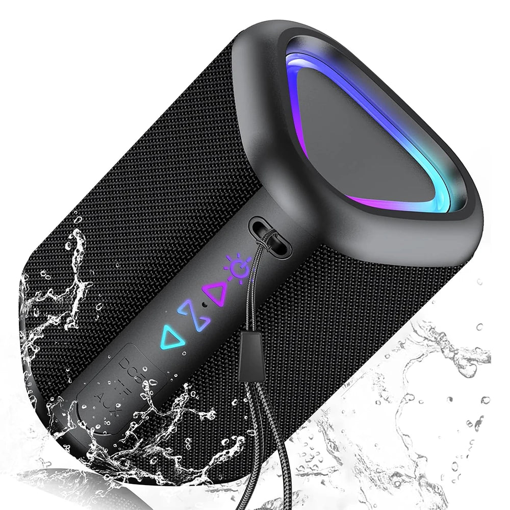 Bluetooth Speaker Wireless Portable Waterproof Speaker with Lights 24-Hour Playtime Bluetooth 5.4 TF Card AUX Playback Speakers