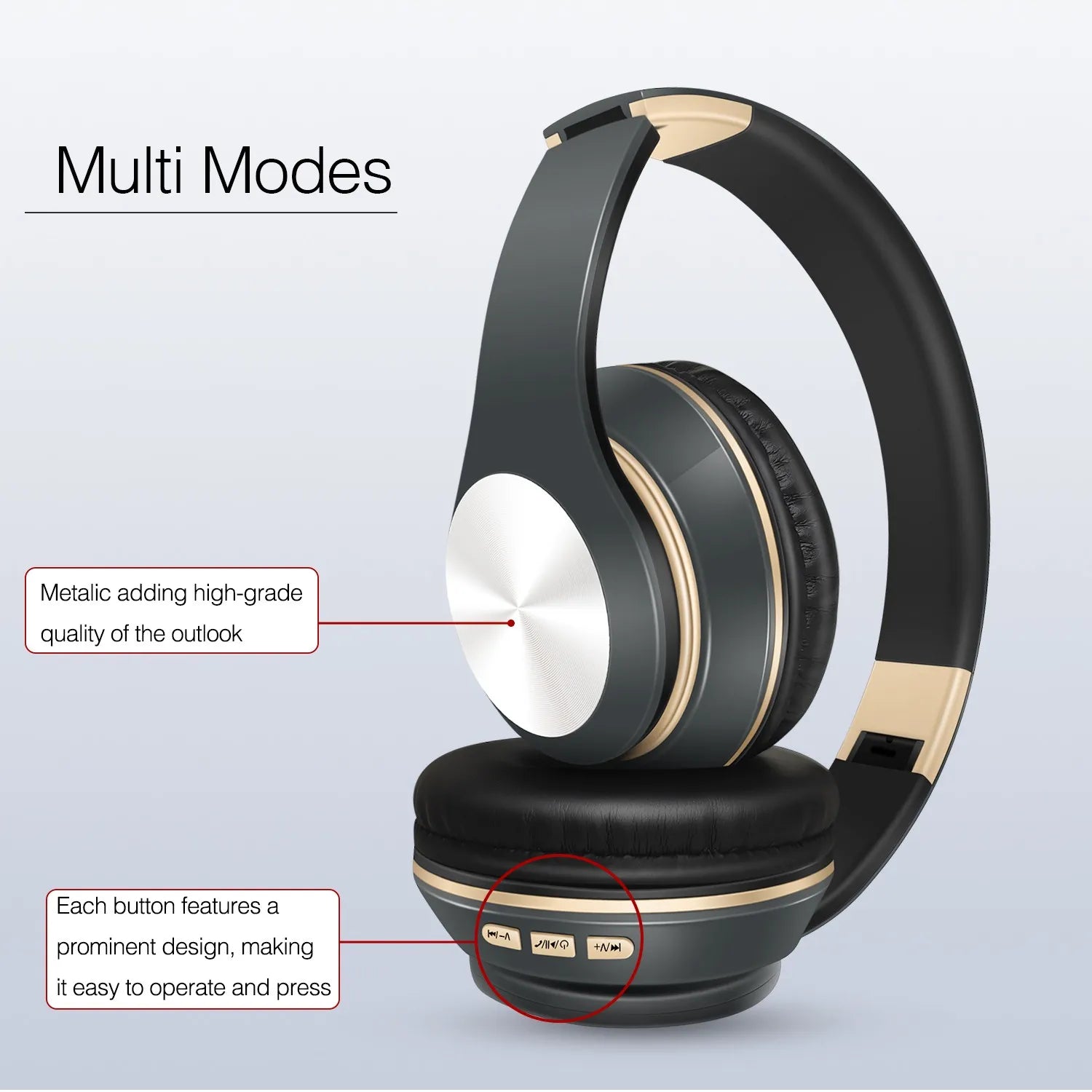 Bluetooth Earphones Over-ear Foldable Computer Wireless Headphones with Mic Noise Cancellation HIFI Stereo Gaming Headset