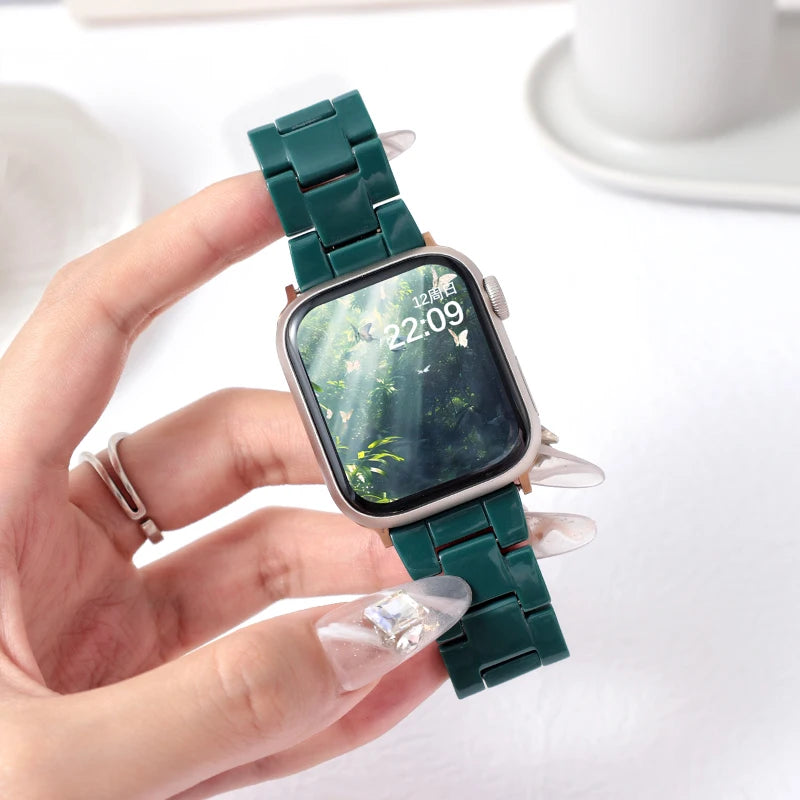 Candy Color Acrylic Watch Strap for Apple Watch 40mm Band 38 41 42 44 45 49mm Fashion Bracelet for iWatch Series 9 8 7 SE 6 5 4