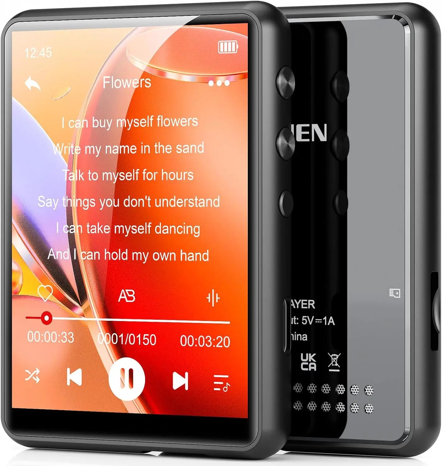 MECHEN 64GB MP3 Player Bluetooth 5.3 with 2.4" Full Touch ScreenSupport up to 128GB. (Black)