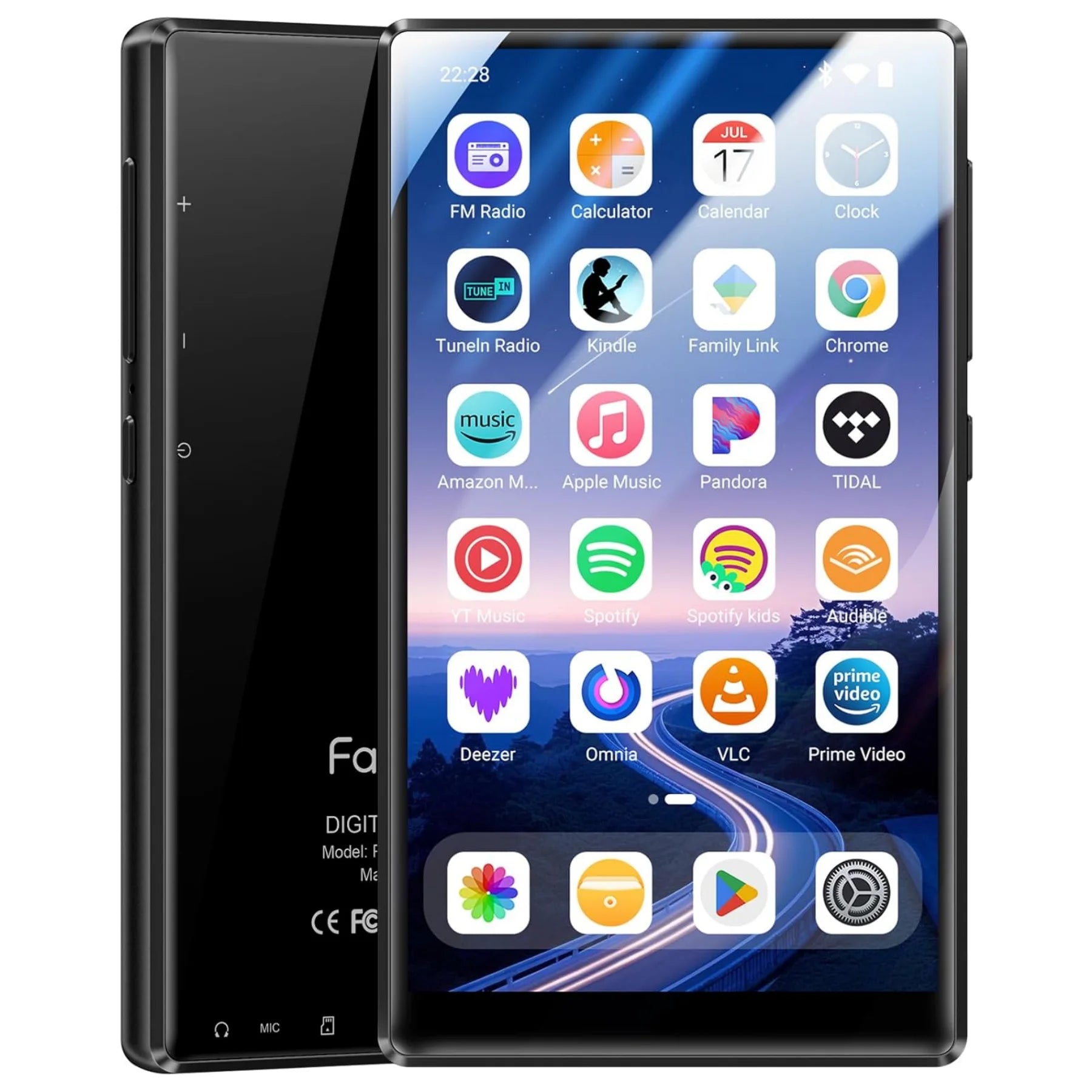 Fanvace Built-in 128GB storage, MP3/MP4 player with Bluetooth and Wi-Fi，running Android 13 operating system,  5-inch touchscreen